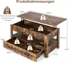 A diagram showing the dimensions and weight capacities of a lift-top coffee table. Náhľad obrázku produktu
