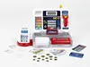 A toy cash register with accessories on a white background. Produktbild-Vorschau