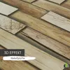 A close-up, angled view of textured wood-like wall panels with a 3D effect. Produktbild-Vorschau