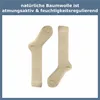 A pair of beige socks displayed against a white and gray background with text overlay. Produktbild-Vorschau