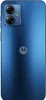 The back of a blue Motorola smartphone is shown against a white background. Produktbild-Vorschau