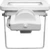 A white LED outdoor spotlight with a motion sensor is shown from a front-facing angle against a white background. Produktbild-Vorschau