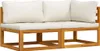 A wooden sofa with cream cushions, shown from the front. Náhled obrázku produktu