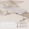 A white desk with dimensions and features highlighted. Náhled obrázku produktu