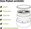 An exploded diagram showing the components of a microgreen growing kit. Produktbild-Vorschau