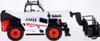 A toy model of a Bobcat telehandler with a platform attachment, shown in a side profile against a white background. Voir les images du produit