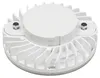 A white LED spotlight viewed from the back, showing its heat sink fins and mounting points. Produktbild-Vorschau