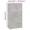 vidaXL Kredens z 6 szufladami betonowy szary 50x34x96 cm Podgląd zdjęcia produktu 6
