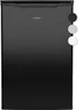 A black Bomann refrigerator is shown against a white background. There are three circular swatches to the right of the refrigerator, representing different color options: black, gray, and white. Produktbild-Vorschau