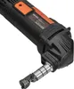 A close-up, angled view of a black and orange electric sheet metal shear. Anteprima dell’immagine prodotto