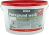 A white plastic bucket with a red lid containing PUFAS Putzgrund weiß P 32. Produktbild-Vorschau
