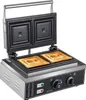 A sandwich maker with two sandwiches being cooked inside. Produktbild-Vorschau