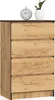 A dresser with four drawers and a clock and a plant on top. Produktbild-Vorschau