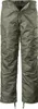 A pair of olive-colored thermal pants shown from the front.