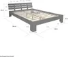 Lit Double en Bois Lit Futon Lit 140x200 Gris Pin Cadre de Voir les images du produit 5