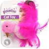 A cat toy packaged for retail sale, featuring a pink bird-like toy with feathers. Podgląd zdjęcia produktu