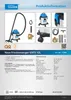 A product information sheet for a wet and dry vacuum cleaner, featuring images of the product and its accessories, along with technical specifications. Náhľad obrázku produktu