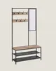 A product image of a coat rack with a bench and shelves. Produktbild-Vorschau