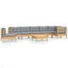 vidaXL 9-tlg. Garten-Lounge-Set mit Grauen Kissen Kiefer Produktbild-Vorschau 3