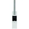 A white remote control with a gray fabric strap, against a white background. Produktbild-Vorschau
