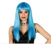 Lange Popstar Perücke in blau für Damen Produktbild-Vorschau 5