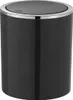 A black trash can with a silver rim and lid. Podgląd zdjęcia produktu