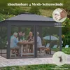 A family enjoying a meal under a gray gazebo in a backyard setting. Produktbild-Vorschau