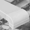 A close-up view of a white plastic cable duct with a curved corner. Produktbild-Vorschau