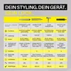 A comparison table of different hair styling devices with their features and specifications. Produktbild-Vorschau