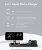 A 3-in-1 Apple device charger with a phone, AirPods case, and Apple Watch displayed on it. Produktbild-Vorschau