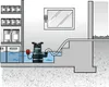 A submersible pump is shown in a flooded basement or utility area, pumping water out through a hose. Anteprima dell’immagine prodotto