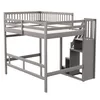 A gray loft bed with stairs and storage is shown against a white background. Náhled obrázku produktu