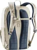 The back of a beige backpack with blue mesh padding. Voir les images du produit