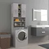 A bathroom or laundry room setting with a washing machine, a cabinet, and a vanity with a mirror. Náhled obrázku produktu