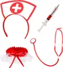A collection of nurse-themed costume accessories arranged on a white background. Produktbild-Vorschau