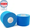 Two rolls of blue kinesiology tape are shown against a white background. A circular logo with text is in the upper left corner. Náhľad obrázku produktu