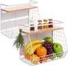 Set da 2 mensole a muro Relaxdays con cestini portafrutta, Anteprima dell’immagine prodotto 1