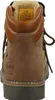 The back view of a brown leather boot with a shearling lining. Voir les images du produit