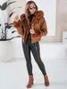 Dstreet Veste en cuir Luxanas marron pour femme L Voir les images du produit 3