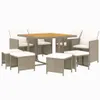 vidaXL 9-tlg. Garten-Essgruppe mit Kissen Poly Rattan Beige Produktbild-Vorschau 4