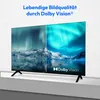 A television screen displaying a split image of a landscape, with the Dolby Vision logo visible. Produktbild-Vorschau