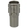 A close-up studio shot of a gray metal adapter for a vacuum cleaner attachment. Produktbild-Vorschau