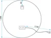 A diagram showing the dimensions and placement of a round mirror with a power cord and switch. Náhľad obrázku produktu