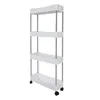 A white, four-tier rolling storage cart with silver metal poles, shown against a white background. Náhled obrázku produktu