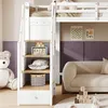 A child's bedroom with a loft bed, sofa, and stuffed animals. Produktbild-Vorschau
