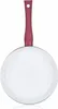 A top-down view of a white ceramic frying pan with a red handle, isolated on a white background. Anteprima dell’immagine prodotto