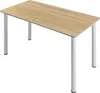A rectangular table with a light wood-effect top and four white metal legs, presented against a white background. Náhled obrázku produktu