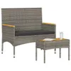 A two-seater garden bench with cushions and a coffee table, set against a white background. Náhľad obrázku produktu