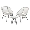 A set of outdoor furniture including two chairs and a small table, presented on a white background. Voir les images du produit