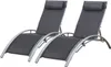 Lot de 2 transats GALAPAGOS en textilène gris - aluminium Voir les images du produit 1